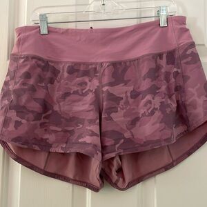 Lululemon purple camouflage shorts.  Size 10